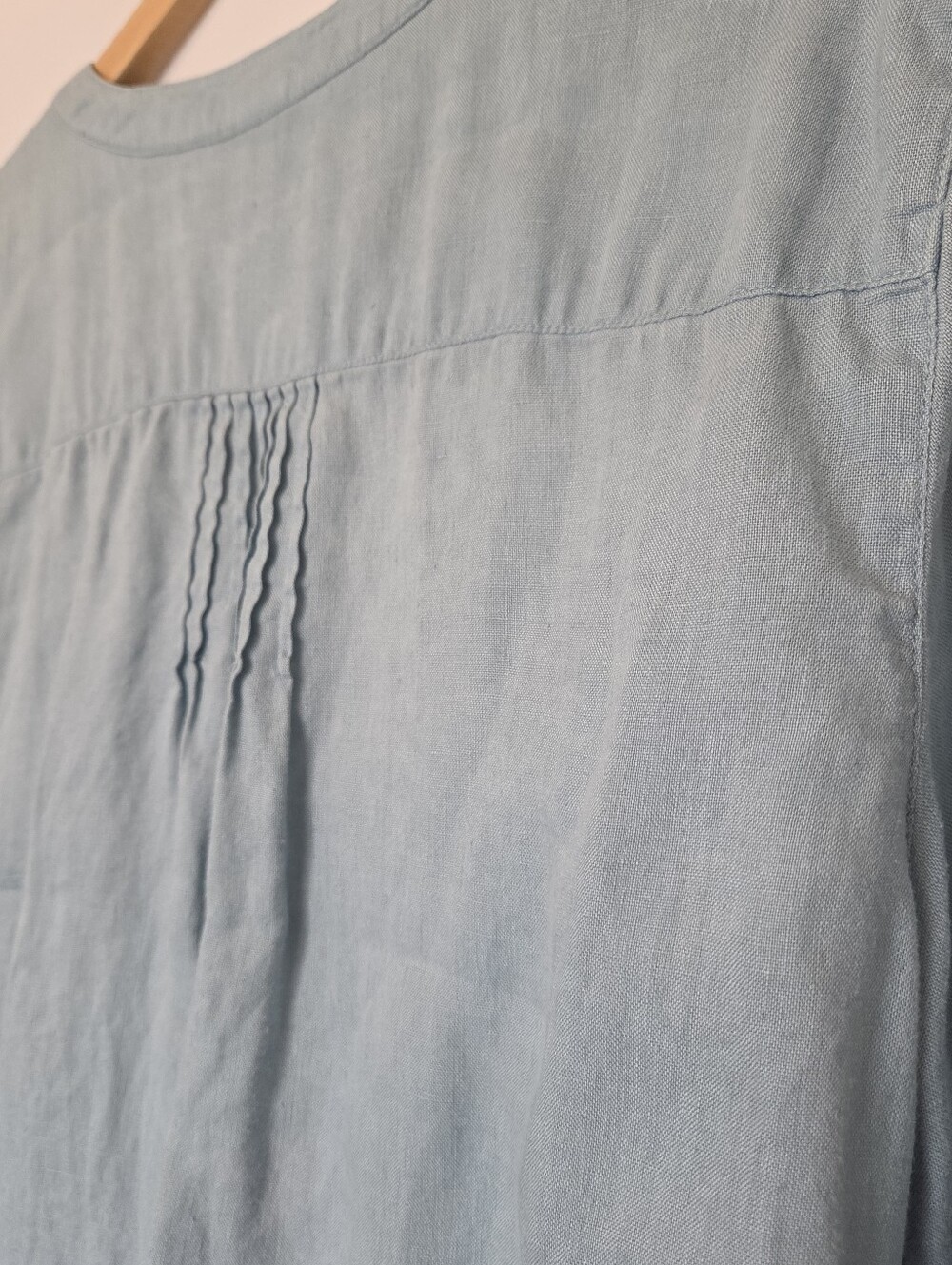 Linen Button Down Pintuck Blouse - Picture 5 of 13